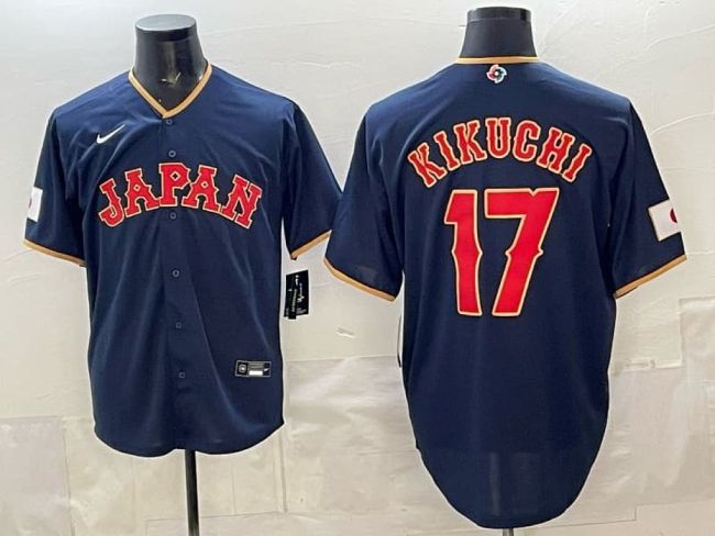 2026 World Baseball Classic Jersey JAPAN KIKUCHI 17 Dark Blue Baseball Jersey WBC MLB Shirt