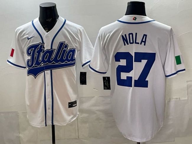 2026 World Baseball Classic Jersey Italy NOLA 27 White Baseball Jersey Italia WBC MLB Shirt
