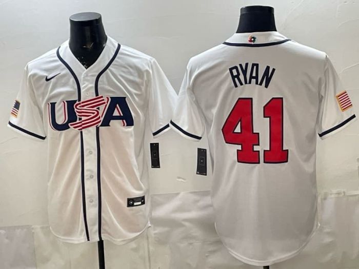 2026 World Baseball Classic Jersey USA RYAN 41 White Baseball Jersey United States WBC MLB Shirt