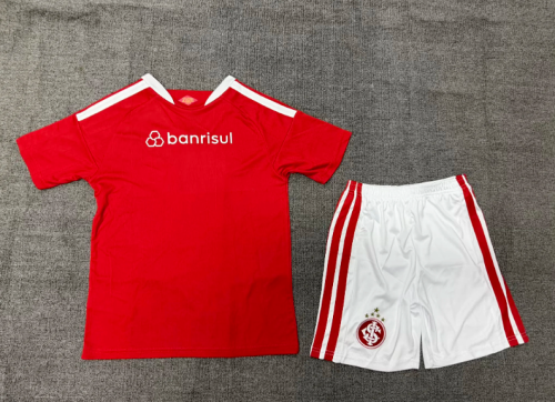 Youth Uniform Kids Kit 2026-2027 Brasil Internacional Home Soccer Jersey Shorts Child Football Set