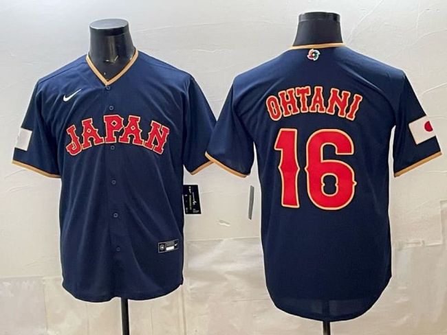 2026 World Baseball Classic Jersey JAPAN OHTANI 16 Dark Blue Baseball Jersey WBC MLB Shirt