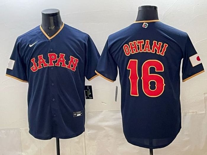 2026 World Baseball Classic Jersey JAPAN OHTANI 16 Dark Blue Baseball Jersey WBC MLB Shirt