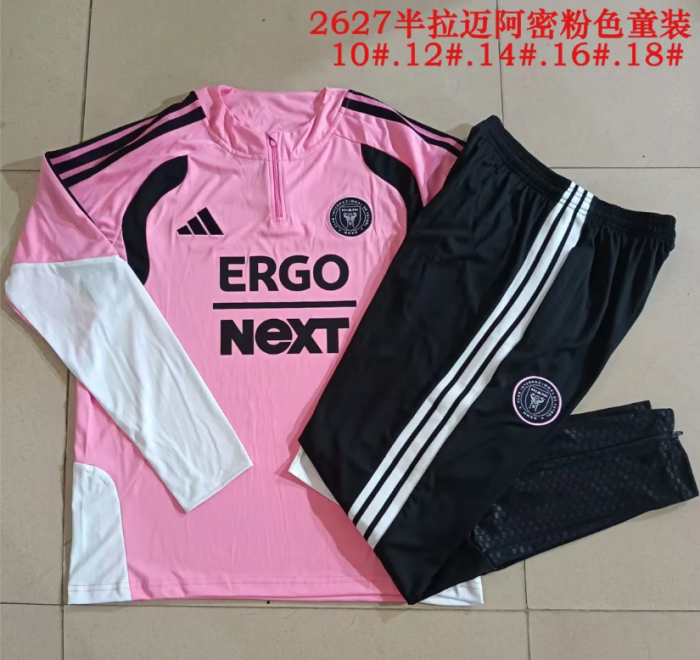 Youth 2026-2027 Inter Miami Pink Soccer Training Sweater and Pants Child Football Kit