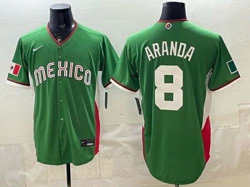2026 World Baseball Classic Jersey Mexico ARANDA 8 Green Baseball Jersey WBC MLB Shirt