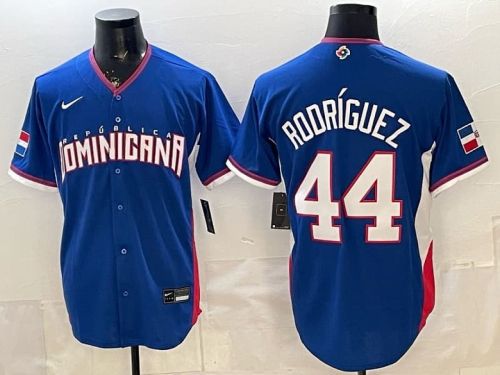2026 World Baseball Jersey Dominican Republic RODRIGUEZ 44 Blue MLB Jersey MLB Shirt