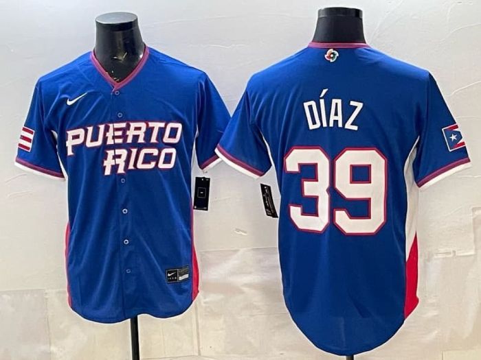 2026 World Baseball Classic Jersey Puerto Rico DIAZ 39 Blue Baseball Jersey WBC MLB Shirt
