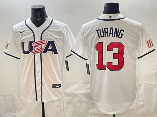 2026 World Baseball Classic Jersey USA TURANG 13 White Baseball Jersey United States WBC MLB Shirt