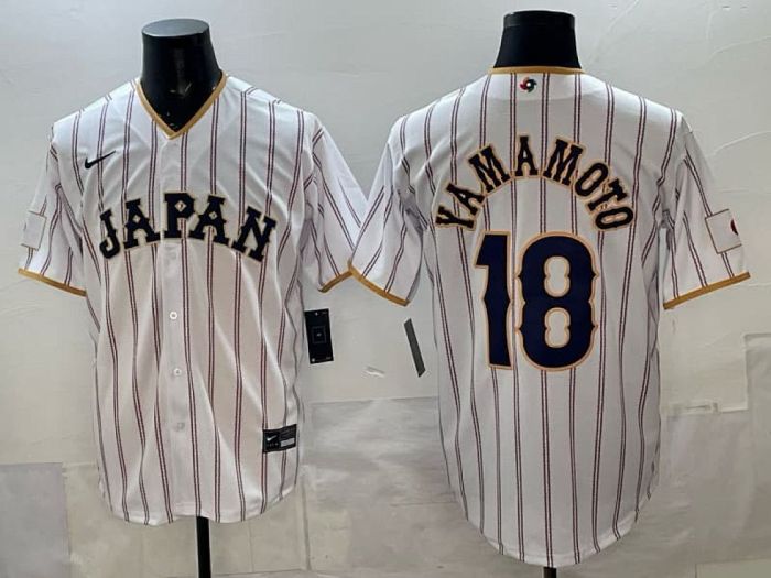 2026 World Baseball Classic Jersey JAPAN YAMAMOTO 18 White Baseball Jersey WBC MLB Shirt