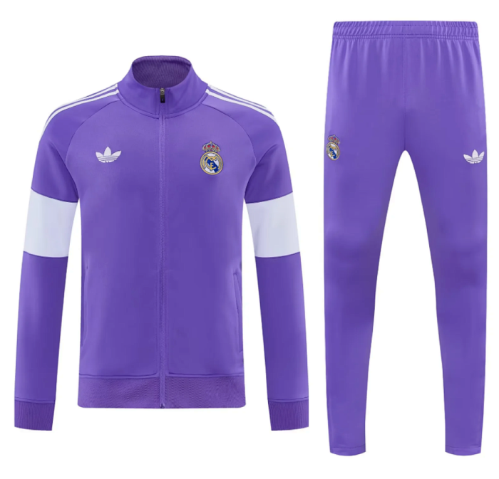 2026 Real Madrid Purple/White Windbreaker Jacket Football Jacket and Pants
