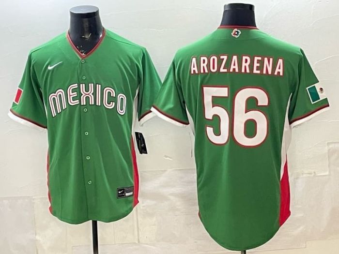 2026 World Baseball Classic Jersey Mexico AROZARENA 56 Green Baseball Jersey WBC MLB Shirt