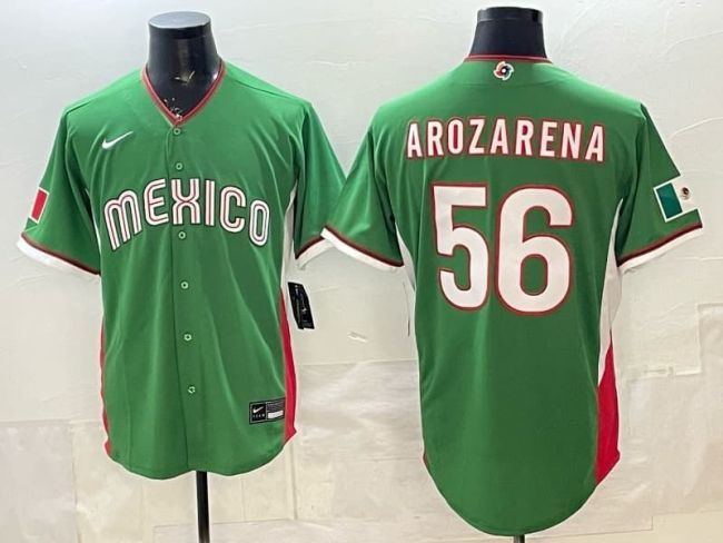 2026 World Baseball Classic Jersey Mexico AROZARENA 56 Green Baseball Jersey WBC MLB Shirt