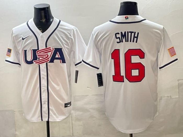 2026 World Baseball Classic Jersey USA SMITH 16 White Baseball Jersey United States WBC MLB Shirt