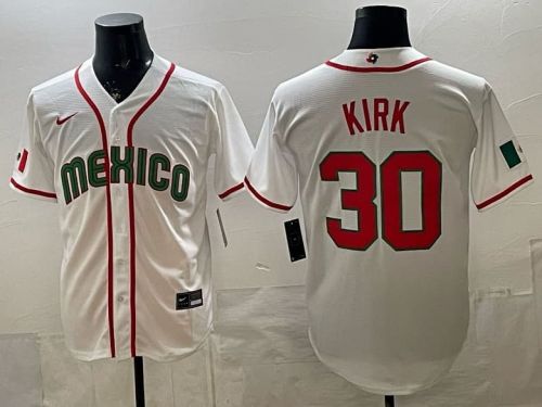 2026 World Baseball Classic Jersey Mexico KIRK 30 White Baseball Jersey WBC MLB Shirt
