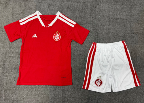 Youth Uniform Kids Kit 2026-2027 Brasil Internacional Home Soccer Jersey Shorts Child Football Set