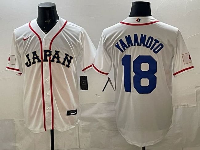 2026 World Baseball Classic Jersey JAPAN YAMAMOTO 18 White Baseball Jersey WBC MLB Shirt