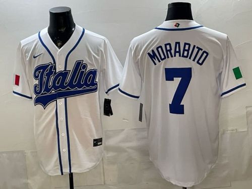 2026 World Baseball Classic Jersey Italy MORABITO 7 White Baseball Jersey Italia WBC MLB Shirt