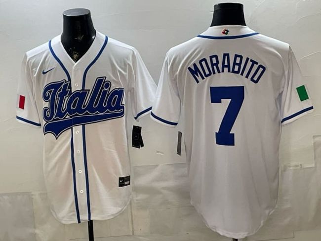 2026 World Baseball Classic Jersey Italy MORABITO 7 White Baseball Jersey Italia WBC MLB Shirt