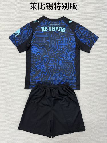 Youth Uniform Kids Kit 2026-2027 RB Leipzig Blue Special Edition Soccer Jersey Shorts Child Football Set