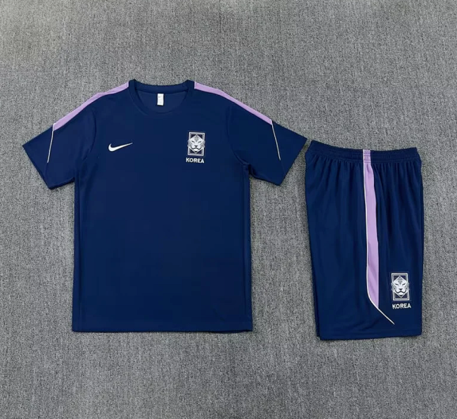 Adult Uniform 2026-2027 South Korea Dark Blue Soccer Training Jersey and Shorts Football Kits