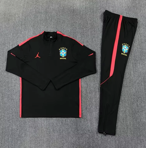 2026-2027 Brazil Black/Pink Soccer Training Sweater and Pants Brasil Football Kit