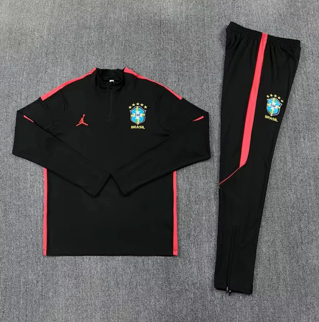 2026-2027 Brazil Black/Pink Soccer Training Sweater and Pants Brasil Football Kit