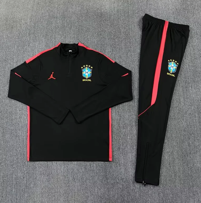 2026-2027 Brazil Black/Pink Soccer Training Sweater and Pants Brasil Football Kit