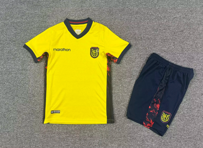Youth Uniform Kids Kit Ecuador 2026 Home Soccer Jersey Shorts Child Football Set