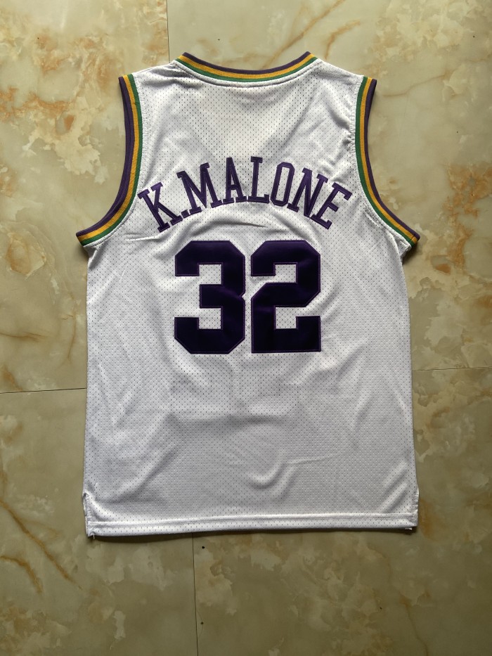 Mitchell&ness 1991-92 Utah Jazz 32 KARL MALONE White NBA Jersey Seattle SuperSonics Basketball Shirt