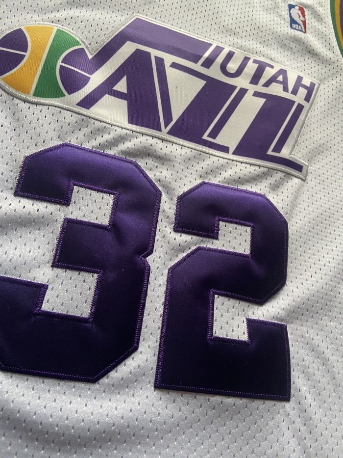 Mitchell&ness 1991-92 Utah Jazz 32 KARL MALONE White NBA Jersey Seattle SuperSonics Basketball Shirt