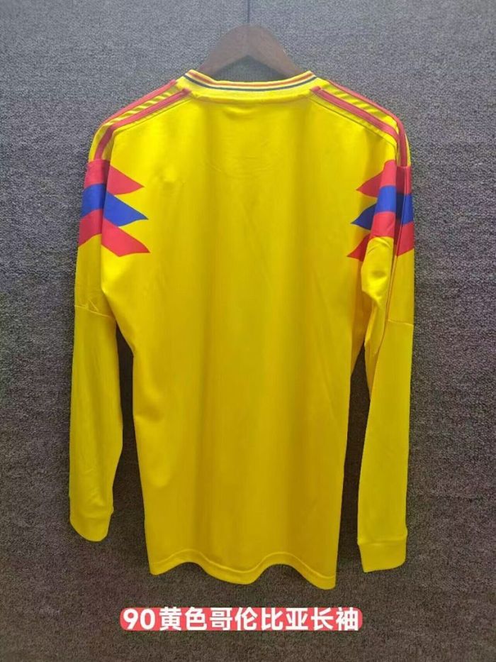 Long Sleeve Retro Jersey 1990 Colombia Home Soccer Jersey Vintage Football Shirt