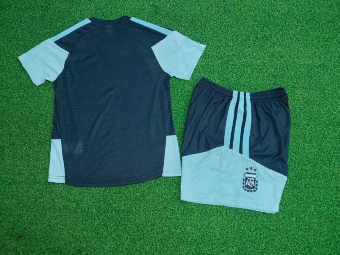 Player Version Youth Uniform Kids Kit Argentina 2026 Dark Blue Soccer Training Jersey Shorts Child Football Set