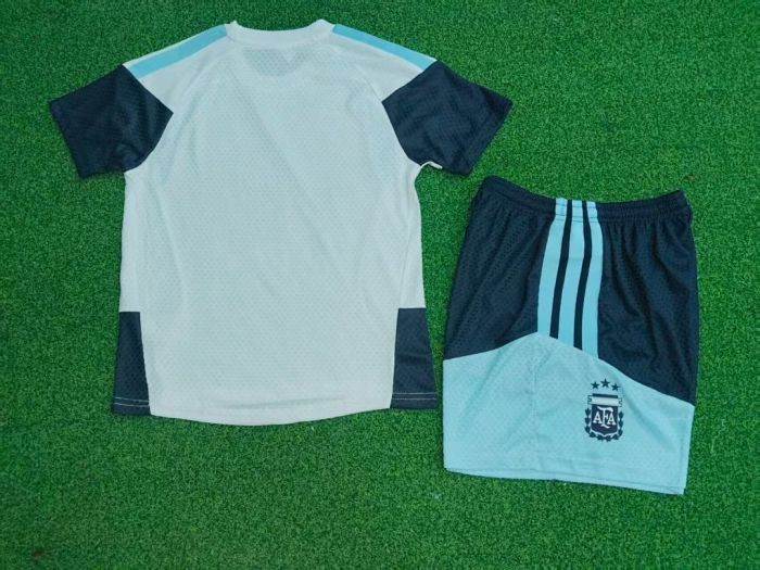 Player Version Youth Uniform Kids Kit Argentina 2026 White Soccer Training Jersey Shorts Child Football Set