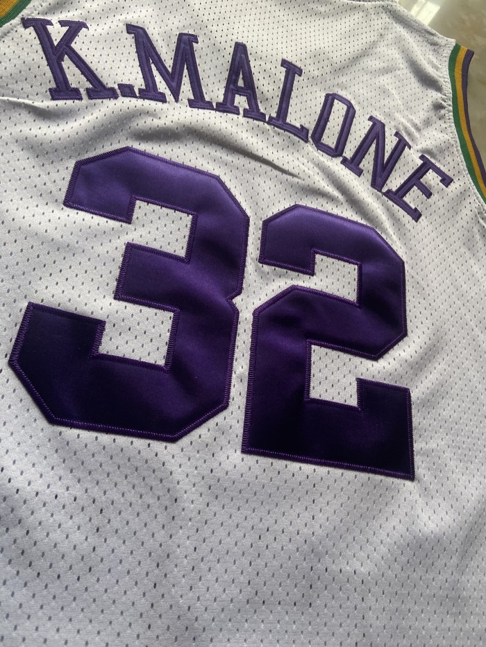 Mitchell&ness 1991-92 Utah Jazz 32 KARL MALONE White NBA Jersey Seattle SuperSonics Basketball Shirt