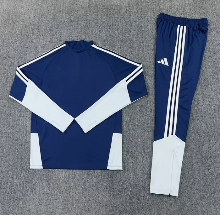2026-2027 Real Madrid Dark Blue Soccer Training Sweater and Pants Football Kit