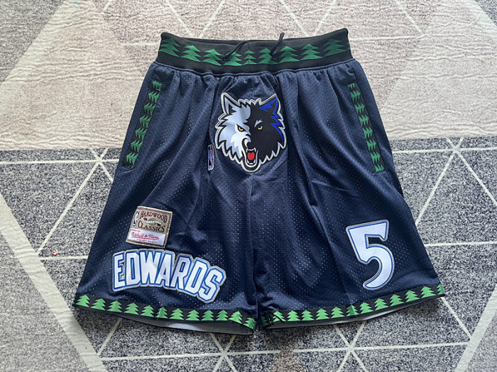 with Pocket Retro Minnesota Timberwolves Dark Blue NBA Shorts Basketball Pants