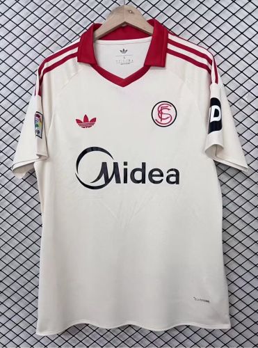 with LFP Patch Fans Version 2025-2026 Sevilla White Retro Model Soccer Jersey Football Shirt
