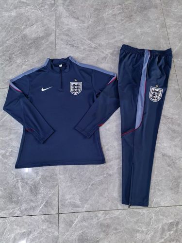 2026-2027 England Dark Blue Soccer Training Sweater and Pants Football Kit