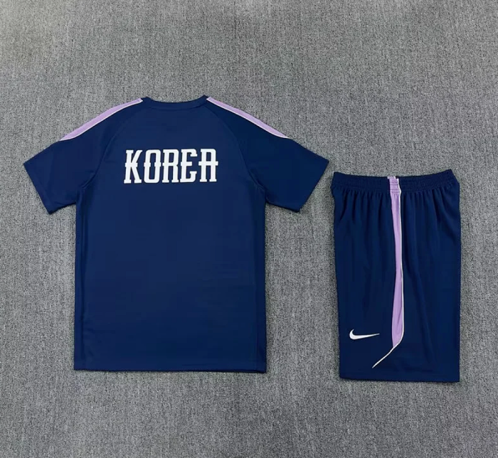 Adult Uniform 2026-2027 South Korea Dark Blue Soccer Training Jersey and Shorts Football Kits