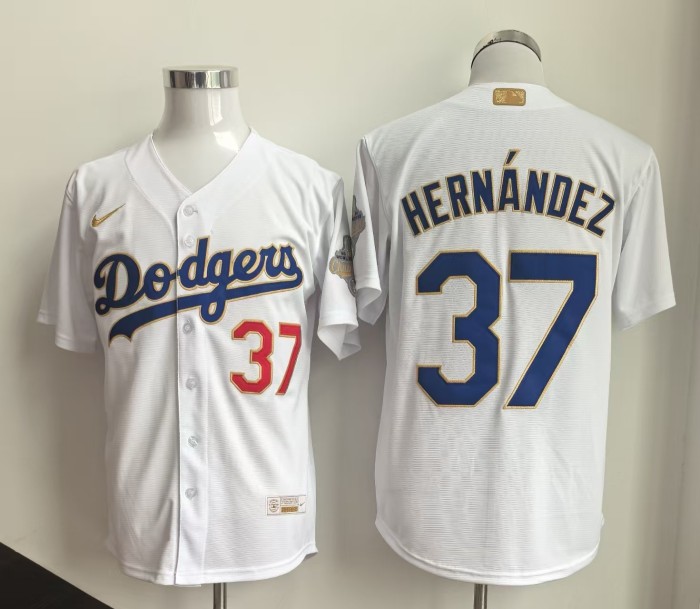 Los Angeles Dodgers 37 HERNANDEZ White Champions MLB Jersey Baseball Shirt