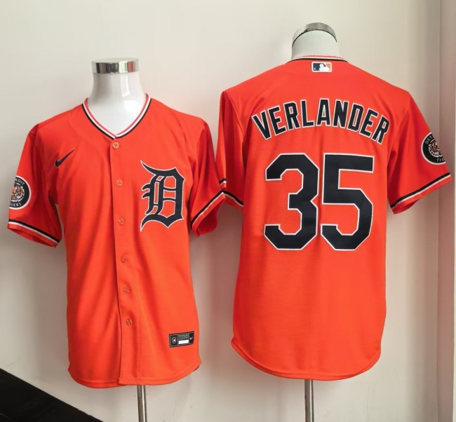 Detroit Tigers VERLANDER 35 Orange Cool MLB Jersey Baseball Shirt