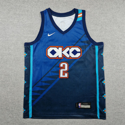 Youth Kids 2026 City Edition Oklahoma City Thunder GIL GEOUS-ALEXANDER 2 Dark Blue NBA Jersey Child Basketball Shirt