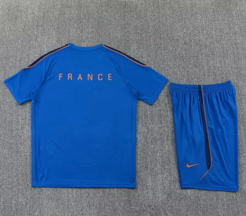 Adult Uniform 2026 France Blue Soccer Training Jersey and Shorts Football Kits