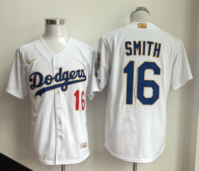 Los Angeles Dodgers SMITH 16 White Champions MLB Jersey Baseball Shirt