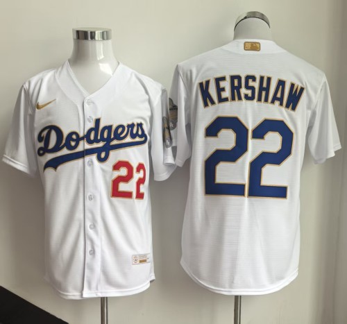 Los Angeles Dodgers KERSHAW 22 White Champions MLB Jersey Baseball Shirt