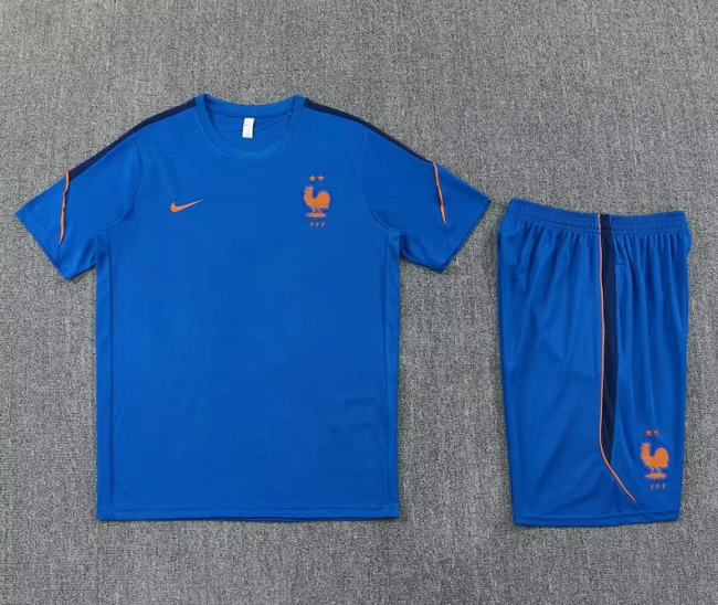 Adult Uniform 2026 France Blue Soccer Training Jersey and Shorts Football Kits