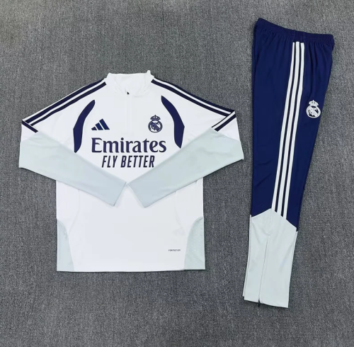 2026-2027 Real Madrid White Soccer Training Sweater and Pants Football Kit