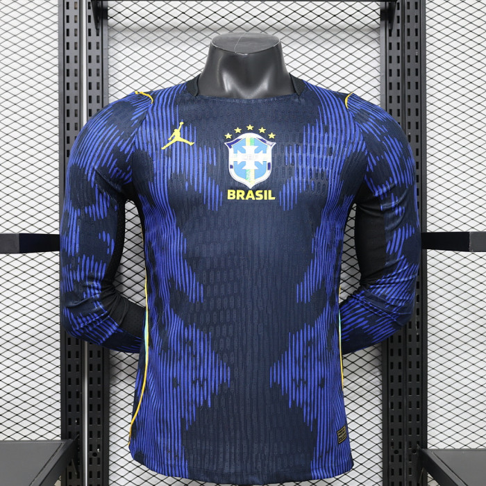 Long Sleeve Player Version 2026 Brazil Away Soccer Jersey Brasil Camisetas de Futbol