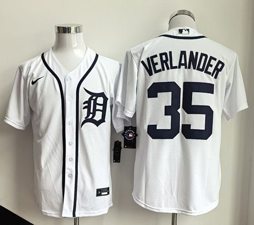 Detroit Tigers VERLANDER 35 White MLB Cool Jersey Baseball Shirt