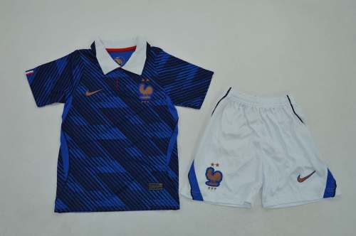Youth Uniform Kids Kit France 2026 Home Soccer Jersey Shorts Child Football Set