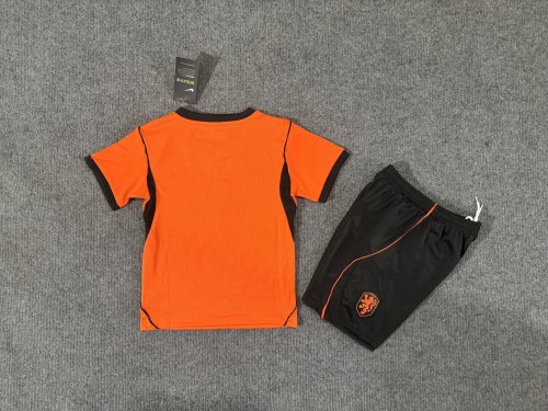 with Black Shorts Youth Uniform Kids Kit 2026 Netherlands Home Soccer Jersey Shorts Dutch Child Football Set